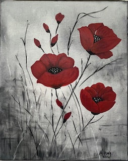 Poppies with grey background