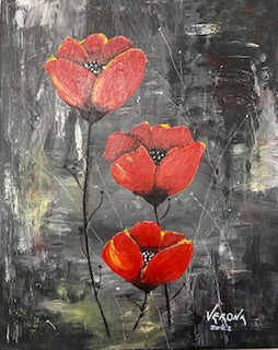 Poppies against black