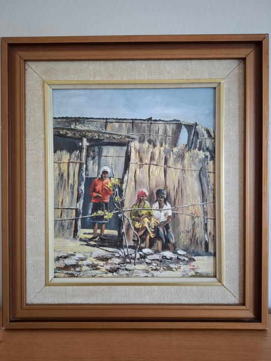 Rurual hut with three woman