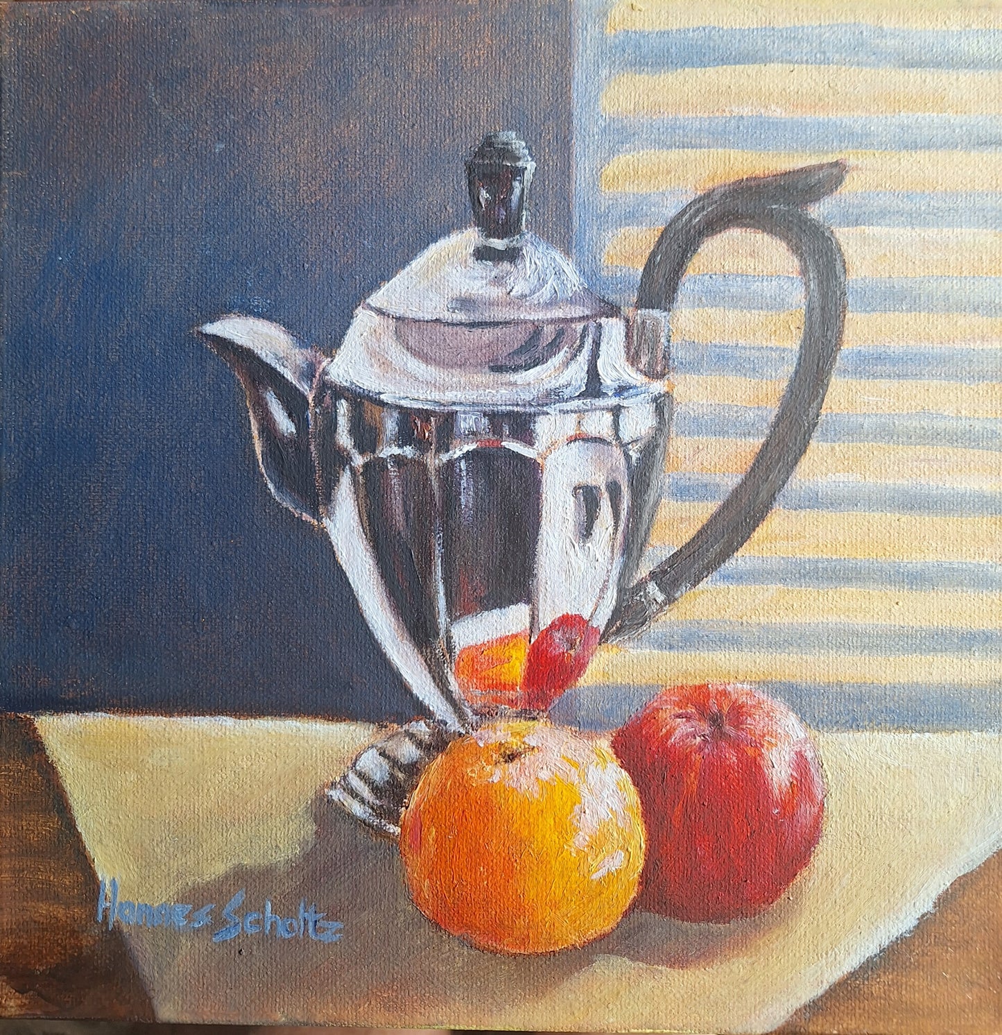 Silver Pot with Fruit